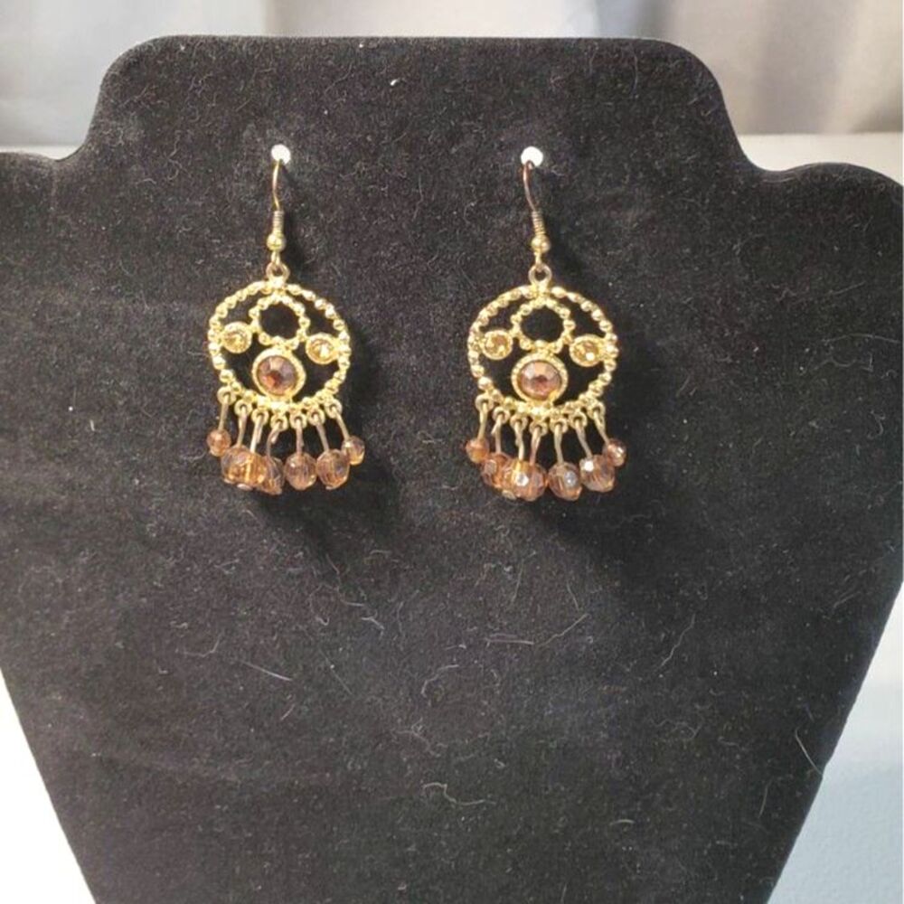 Charming Charlie Earrings Round with brownish colored beads